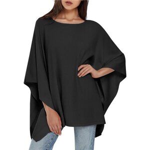 Womens Poncho Sweater Pullover Shawl Wrap Loose Oversized Fall Winter Top